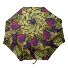 Green Paisley Background, Artwork, Paisley Patterns Folding Umbrellas by nateshop