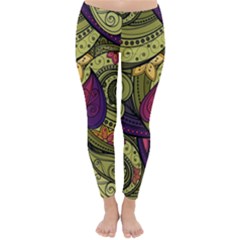 Green Paisley Background, Artwork, Paisley Patterns Classic Winter Leggings by nateshop