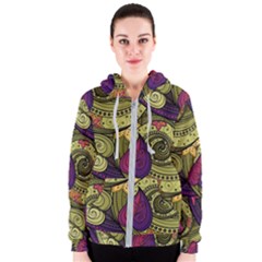 Green Paisley Background, Artwork, Paisley Patterns Women s Zipper Hoodie by nateshop