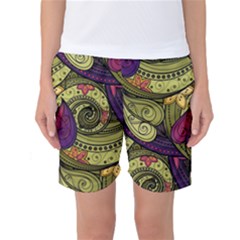 Green Paisley Background, Artwork, Paisley Patterns Women s Basketball Shorts by nateshop