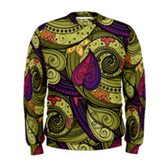 Green Paisley Background, Artwork, Paisley Patterns Men s Sweatshirt