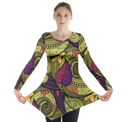 Green Paisley Background, Artwork, Paisley Patterns Long Sleeve Tunic  by nateshop