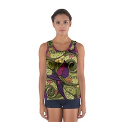 Green Paisley Background, Artwork, Paisley Patterns Sport Tank Top  by nateshop