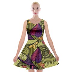 Green Paisley Background, Artwork, Paisley Patterns Velvet Skater Dress by nateshop