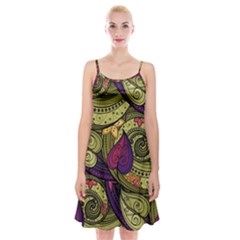 Green Paisley Background, Artwork, Paisley Patterns Spaghetti Strap Velvet Dress by nateshop