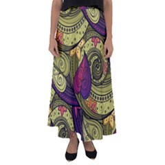 Green Paisley Background, Artwork, Paisley Patterns Flared Maxi Skirt by nateshop