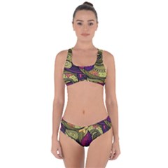 Green Paisley Background, Artwork, Paisley Patterns Criss Cross Bikini Set by nateshop