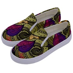 Green Paisley Background, Artwork, Paisley Patterns Kids  Canvas Slip Ons by nateshop