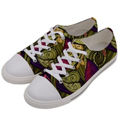 Green Paisley Background, Artwork, Paisley Patterns Women s Low Top Canvas Sneakers by nateshop