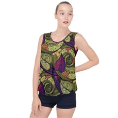 Green Paisley Background, Artwork, Paisley Patterns Bubble Hem Chiffon Tank Top