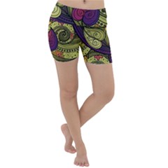 Green Paisley Background, Artwork, Paisley Patterns Lightweight Velour Yoga Shorts by nateshop