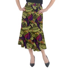 Green Paisley Background, Artwork, Paisley Patterns Midi Mermaid Skirt by nateshop