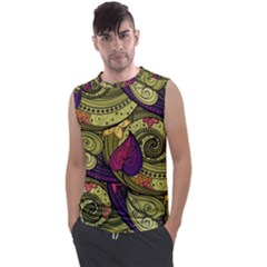 Green Paisley Background, Artwork, Paisley Patterns Men s Regular Tank Top