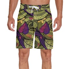 Green Paisley Background, Artwork, Paisley Patterns Men s Beach Shorts by nateshop