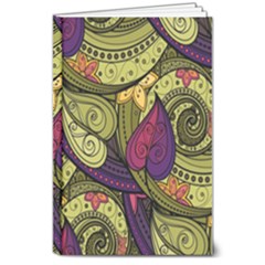 Green Paisley Background, Artwork, Paisley Patterns 8  X 10  Hardcover Notebook by nateshop