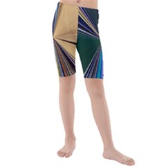 Blue Hexagon Pattern Kids  Mid Length Swim Shorts by Cemarart