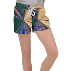 Blue Hexagon Pattern Women s Velour Lounge Shorts by Cemarart