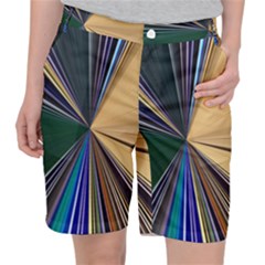 Blue Hexagon Pattern Women s Pocket Shorts by Cemarart