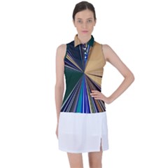 Blue Hexagon Pattern Women s Sleeveless Polo T-shirt by Cemarart