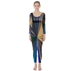 Zig Zag Pattern Geometric Design Long Sleeve Catsuit by Cemarart