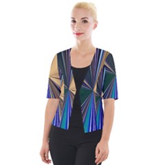 Zig Zag Pattern Geometric Design Cropped Button Cardigan by Cemarart