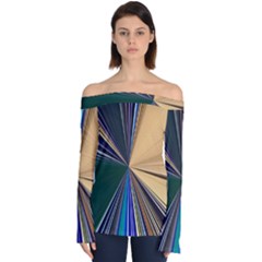 Zig Zag Pattern Geometric Design Off Shoulder Long Sleeve Top by Cemarart