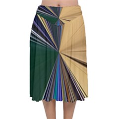 Zig Zag Pattern Geometric Design Velvet Flared Midi Skirt by Cemarart