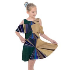 Zig Zag Pattern Geometric Design Kids  Shoulder Cutout Chiffon Dress by Cemarart