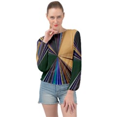 Zig Zag Pattern Geometric Design Banded Bottom Chiffon Top by Cemarart