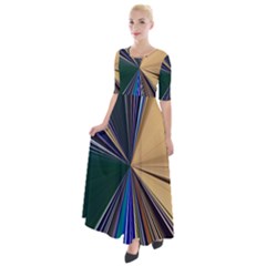 Zig Zag Pattern Geometric Design Half Sleeves Maxi Dress by Cemarart