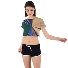 Zig Zag Pattern Geometric Design Tie Back Short Sleeve Crop T-shirt by Cemarart