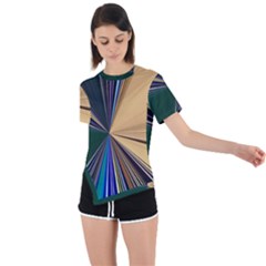 Zig Zag Pattern Geometric Design Asymmetrical Short Sleeve Sports T-shirt by Cemarart