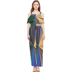 Zig Zag Pattern Geometric Design Draped Sleeveless Chiffon Jumpsuit by Cemarart