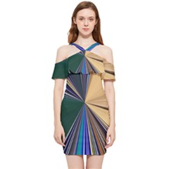 Zig Zag Pattern Geometric Design Shoulder Frill Bodycon Summer Dress by Cemarart