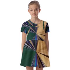 Zig Zag Pattern Geometric Design Kids  Short Sleeve Pinafore Style Dress by Cemarart