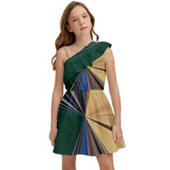 Zig Zag Pattern Geometric Design Kids  One Shoulder Party Dress by Cemarart