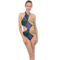 Leaves Plant Foliage Green Halter Side Cut Swimsuit by Cemarart