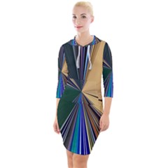 Colorful Centroid Line Stroke Quarter Sleeve Hood Bodycon Dress by Cemarart