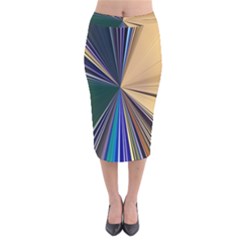 Colorful Centroid Line Stroke Velvet Midi Pencil Skirt by Cemarart