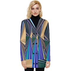 Colorful Centroid Line Stroke Button Up Hooded Coat  by Cemarart