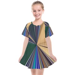 Colorful Centroid Line Stroke Kids  Smock Dress