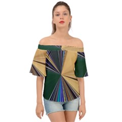 Colorful Centroid Line Stroke Off Shoulder Short Sleeve Top by Cemarart