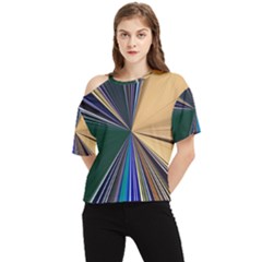 Colorful Centroid Line Stroke One Shoulder Cut Out T-shirt by Cemarart