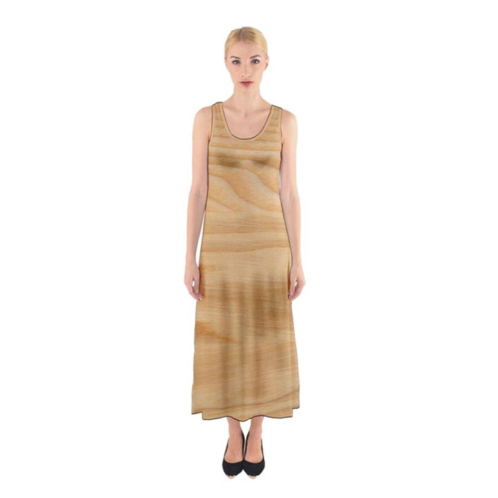 Light Wooden Texture, Wooden Light Brown Background Sleeveless Maxi Dress