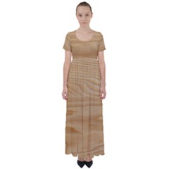 Light Wooden Texture, Wooden Light Brown Background High Waist Short Sleeve Maxi Dress by nateshop