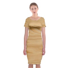 Light Wooden Texture, Wooden Light Brown Background Classic Short Sleeve Midi Dress by nateshop