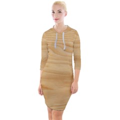 Light Wooden Texture, Wooden Light Brown Background Quarter Sleeve Hood Bodycon Dress by nateshop