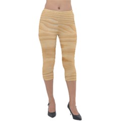 Light Wooden Texture, Wooden Light Brown Background Lightweight Velour Capri Leggings 