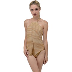 Light Wooden Texture, Wooden Light Brown Background Go With The Flow One Piece Swimsuit by nateshop