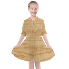 Light Wooden Texture, Wooden Light Brown Background Kids  All Frills Chiffon Dress by nateshop